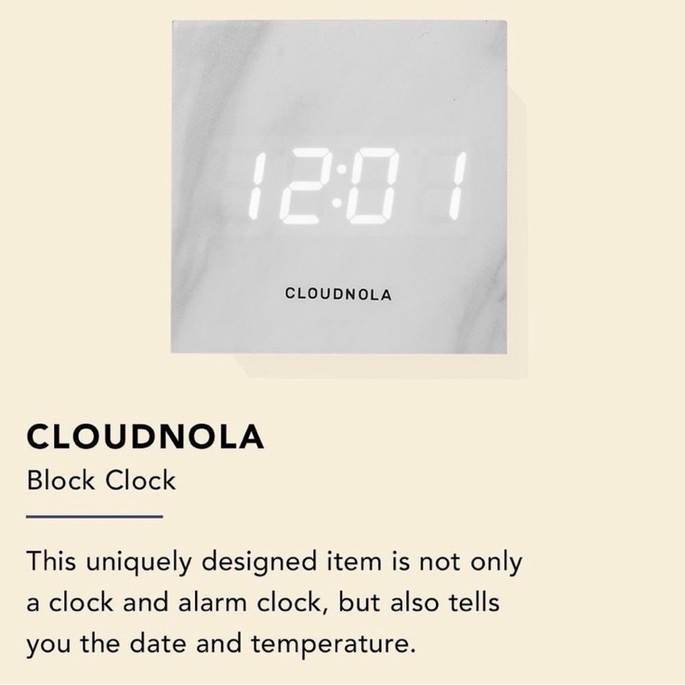 Cloudnola Block Clock Marble
